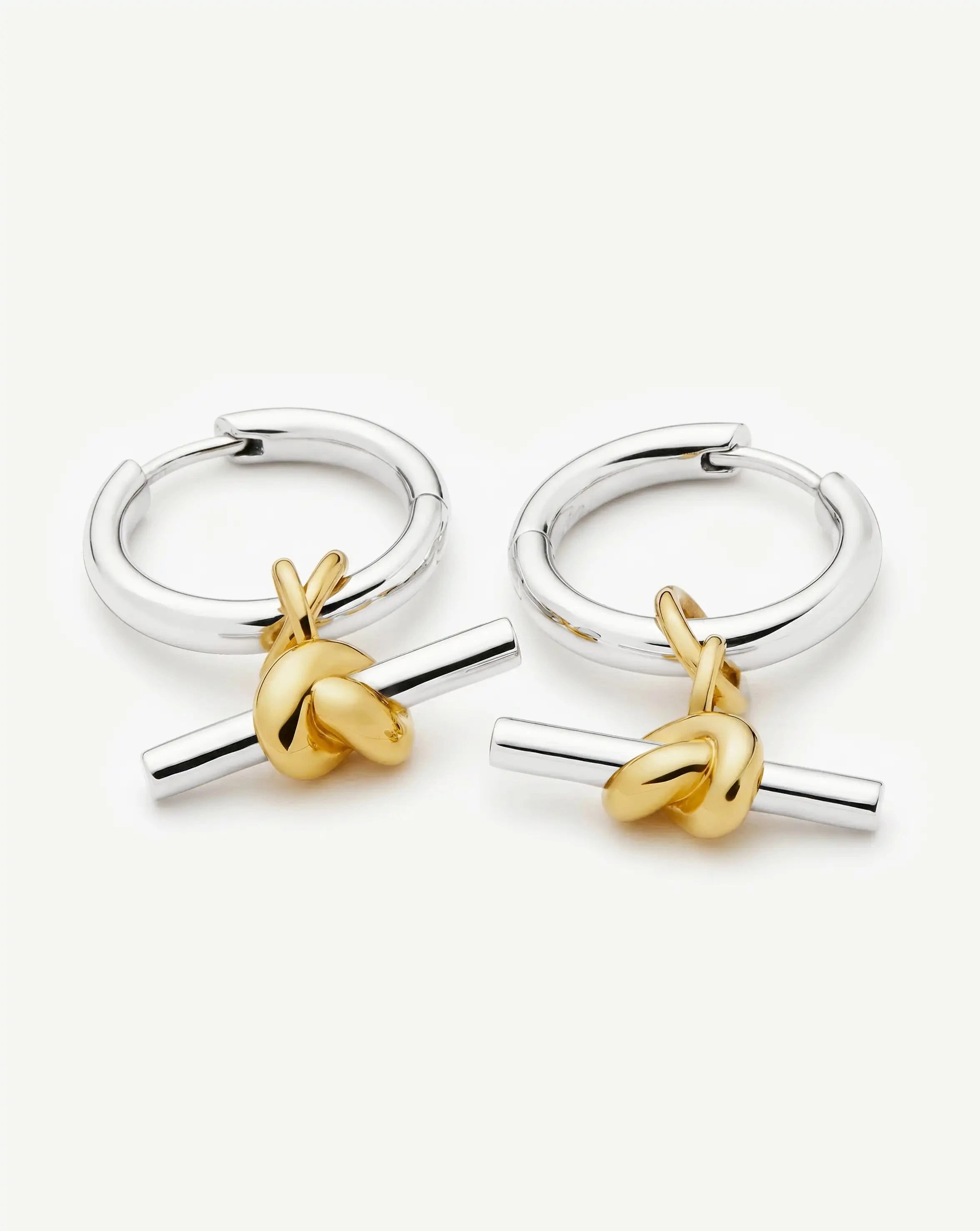 Lucy Williams Knot T-Bar Charm Hoop Earrings worn by a customer