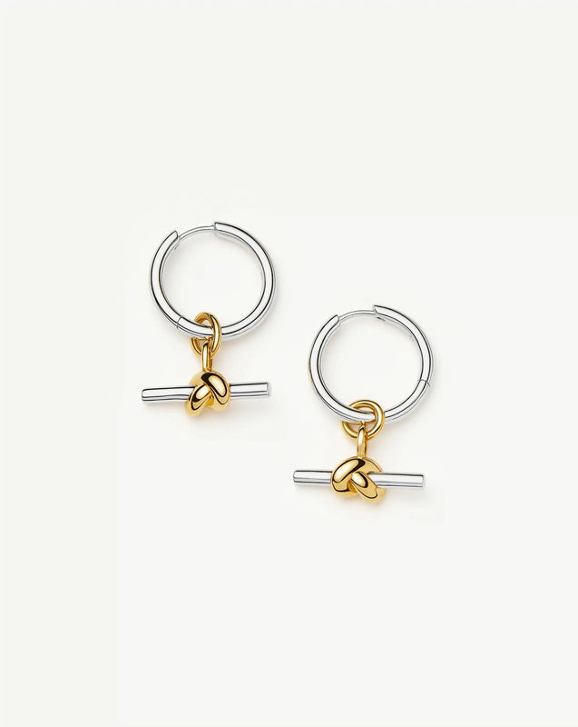 Lucy Williams Knot T-Bar Charm Hoop Earrings