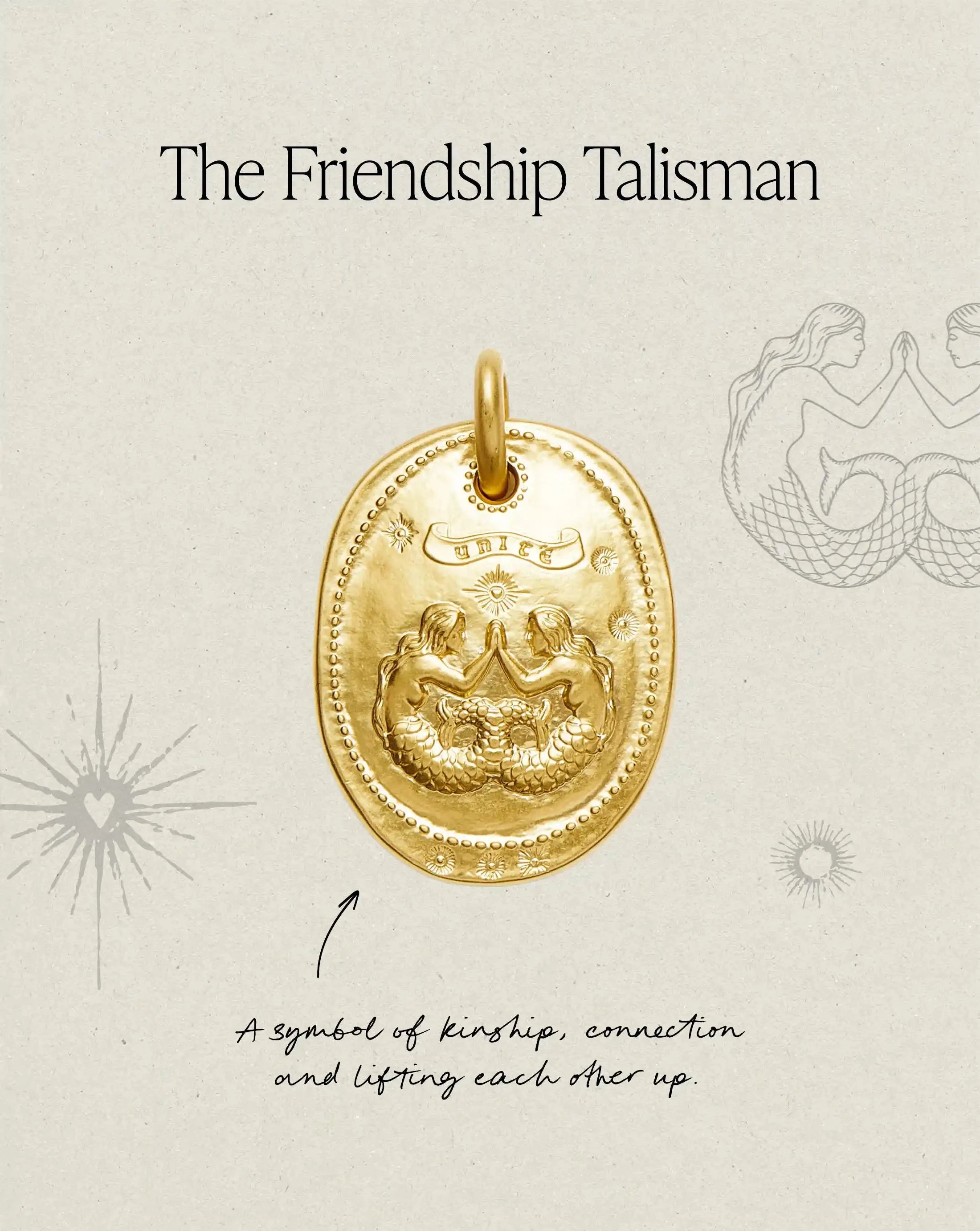 The Friendship Talisman Pendant worn by a customer