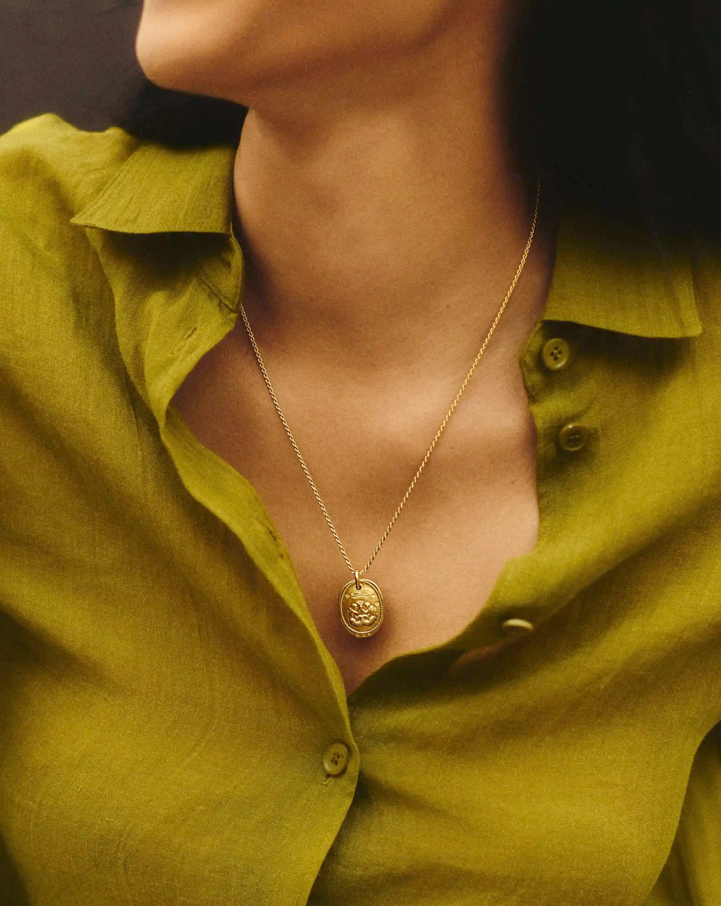 The Friendship Talisman Pendant worn by a customer